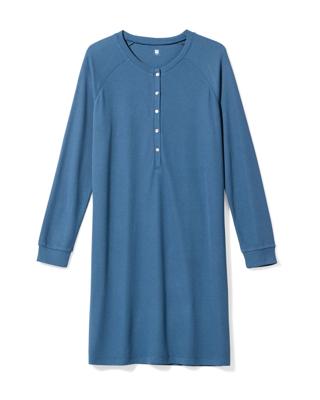 HEMA Damesnachthemd wafel middenblauw (middenblauw)