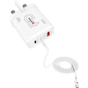 Skross Power Charger 65W PD GaN Combo+ UK USB-oplader Binnen Uitgangsstroom (max.) 3.25 A Aantal uitgangen: 3 x USB 2.0 bus A, USB-C