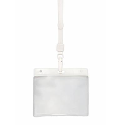 Badgehouders - 10x - wit - 11 x 58 cm - kunststof/plastic - keycord - naamkaarthouders