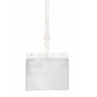 Badgehouders - 10x - wit - 11 x 58 cm - kunststof/plastic - keycord - naamkaarthouders