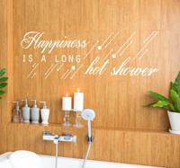 Tekst sticker happiness badkamer