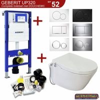 Wiesbaden UP320 Toiletset 52 Luxe Douchewc Stroomloos Metro Met Drukplaat - thumbnail