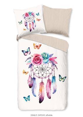 Good Morning Kinderdekbedovertrek "dromenvanger/ veren/ vlinders" - Wit - (135x200 cm) - Katoen Flanel Good Morning Kinderdekbedovertrek "dromenvanger/ veren/ vlinders" - Wit - (135x200 cm) - Katoen Flanel