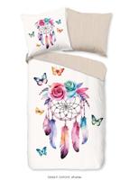 Good Morning Kinderdekbedovertrek "dromenvanger/ veren/ vlinders" - Wit - (135x200 cm) - Katoen Flanel