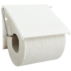 Toiletrolhouder wand/muur - metaal met kunststof afdekklepje - ivoor wit