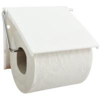 Toiletrolhouder wand/muur - metaal met kunststof afdekklepje - ivoor wit
