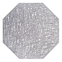 Pastorale achthoekige PVC geïsoleerde placemat creatieve holle placemat huishoudelijke tafel decoratie (zilver)