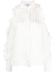 MSGM chemise à motif pied-de-poule - Blanc