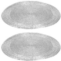 2x stuks placemats/onderleggers zilver rond D35 cm - thumbnail