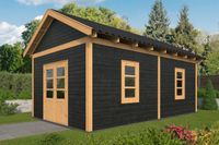 Lariks/Douglas Overkapping Hamar XL type 4 zwart 678x445 cm- Zadeldak- Onbehandeld lariks Douglas hout- Tuindeco