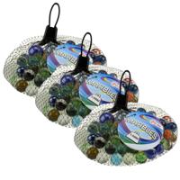 Toi-Toys Knikkers - 180x stuks - gekleurd - glas - in netje