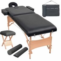 vidaXL Massagetafel- en krukset inklapbaar 2 zones 10 cm dik zwart - thumbnail