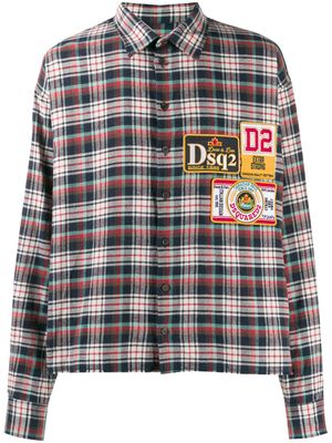 DSQUARED2 chemise à carreaux et patchs logo - Bleu