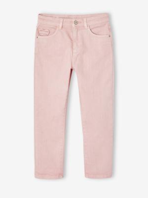 Slim fit wijde meisjesbroek MorphologiK roze (poederkleur)