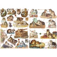 Creativ Company Vintage plaatjes, katten, vel 16,5x23,5 cm, 2 vel/ 1 doos