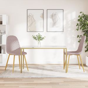 Eetkamerstoelen 2 st fluweel roze