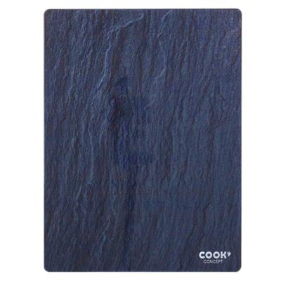 Cook Concept snijplank/serveerplank van glas - rechthoek - blauw/zwart marmer print - 40 x 30 cm