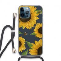 Sunflower and bees: iPhone 13 Pro Max Transparant Hoesje met koord
