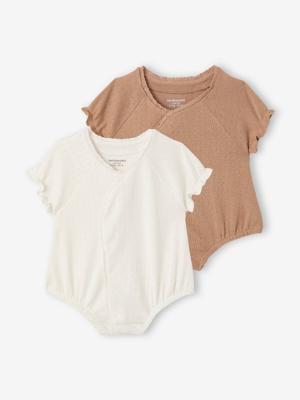 Set van 2 combishorts voor babymeisjes ecru Set van 2 combishorts voor babymeisjes ecru