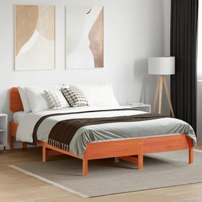 Bedframe zonder matras massief grenenhout wasbruin 150x200 cm