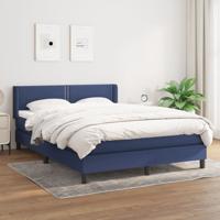 Boxspring met matras stof blauw 140x190 cm