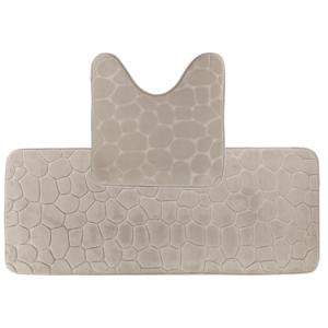 Tendance Badkamer Matten set Pebble - taupe - extra lang - memory foam - microfiber