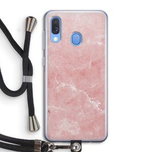 Roze marmer: Samsung Galaxy A40 Transparant Hoesje met koord