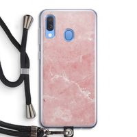 Roze marmer: Samsung Galaxy A40 Transparant Hoesje met koord