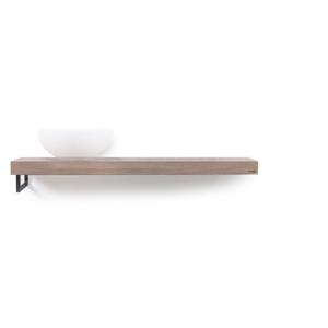 Looox Wooden Base Shelf solo L 120 cm, eiken old grey, handdoekhouders mat zwart