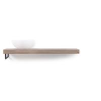 Looox Wooden Base Shelf solo L 120 cm, eiken old grey, handdoekhouders mat zwart - thumbnail