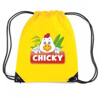 Chicky de Kip trekkoord rugzak / gymtas geel voor kinderen - thumbnail