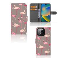 iPhone 14 Pro | Telefoonhoesje | Met pasjeshouder | Flamingo