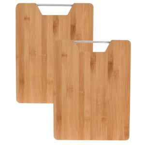 Snijplank bamboe hout - 2x - met handvat - 32 x 25 cm - keuken serveerplanken