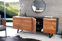 Industrieel design dressoir ORGANIC ARTWORK 180 cm massief acaciahout ijzeren frame - 43304 - thumbnail