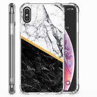 Apple iPhone X | Xs Anti-Shock Hoesje Marmer Wit Zwart - Origineel Cadeau Man