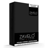 Zavelo Double Jersey Hoeslaken Zwart-2-persoons (140x200 cm) - thumbnail