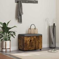 Halbank met kussen met opslag Gerookt eiken 60 x 38 x 46 cm