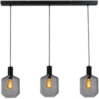 Masterlight 3-lichts hanglamp - zwart -Porto met Jagger smoke glazen - 2711-05-05-100-3-11