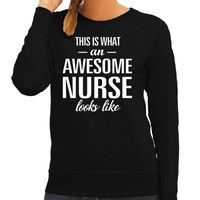 Awesome nurse/ verpleegkundige cadeau sweater / trui zwart dames - thumbnail