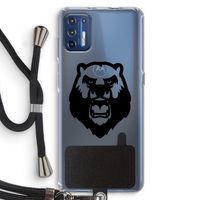 Angry Bear (black): Motorola Moto G9 Plus Transparant Hoesje met koord