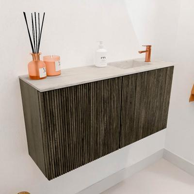 Toiletmeubel Mondiaz Joya Dlux | 80 cm | Meubelkleur Shadow | Faye wastafel Ostra Wasbak Rechts | 1 kraangat