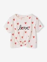 T-shirt voor meisjes met een sierlijke strikdetail ecru