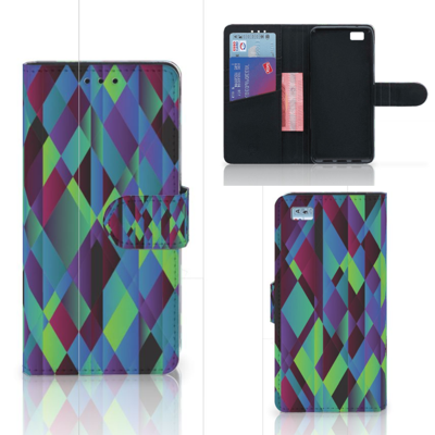Huawei Ascend P8 Lite | Book Case | Abstract Green Blue