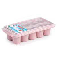 Tray met dikke ronde blokken ijsblokjes/ijsklontjes vormpjes 10 vakjes kunststof oud roze   -