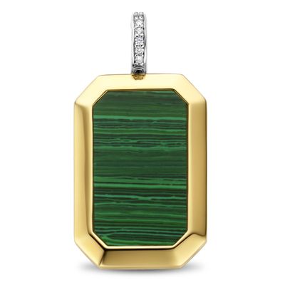 TI SENTO-Milano 6809MA Hanger zilver-malachiet groen-goudkleurig 18,5 x 36 mm