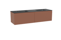 Balmani Sfera zwevend badmeubel 180 x 55 cm cotto met Tablo Arcato dubbele wastafel in zwart graniet