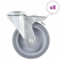 8 st Zwenkwielen met boutgaten 100 mm