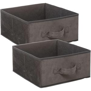 Opbergmand/kastmand - Set van 2x stuks - grijs - 14 liter - 31 x 31 x 15 cm - Opbergboxen - Vakkenka