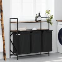 Wasmand 3 vakken met planken gerookt eikenkleurig