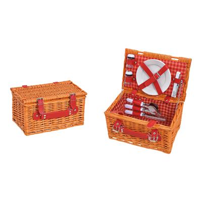 Picknickmand voor 2 personen Bruin, rood 12-delig set, (B/H/D) 30x16x19cm